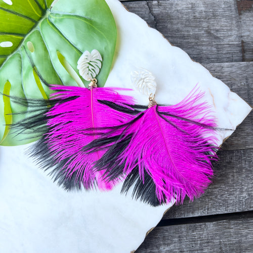 Fabulous and Fragile Feather Drops - Pink + Black - 4