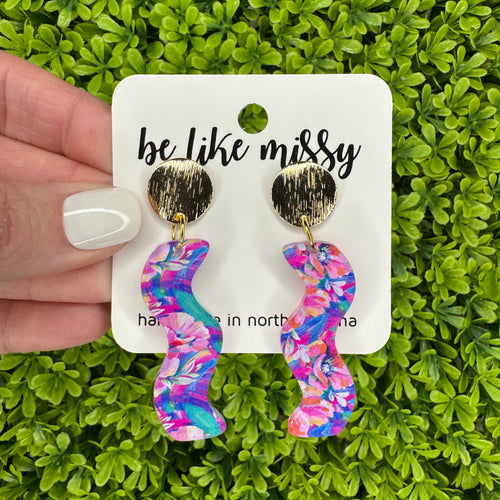 Wave Drops - Summer Floral - Statement Earrings