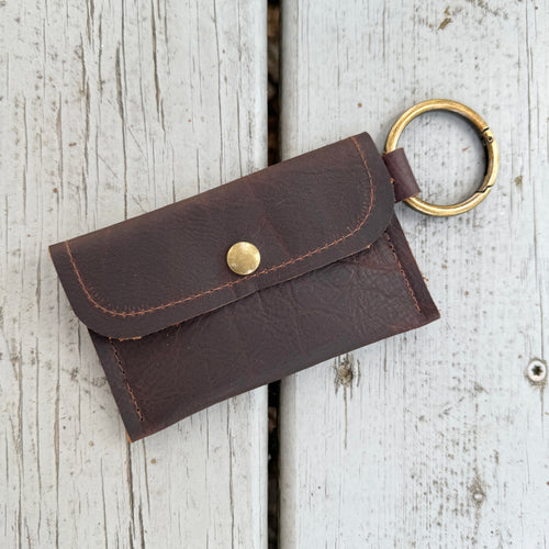 Keychain Wallet - Brown with Antique Brass