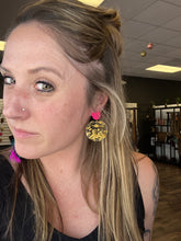 Gold Flake + Pink Acrylic Earrings