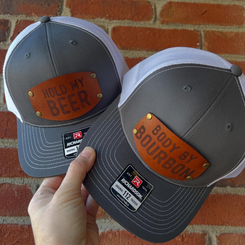 Body by Bourbon / Hold my Beer  leather patch hats