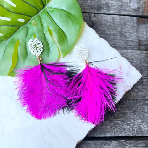Fabulous and Fragile Feather Drops - Pink + Black - 1