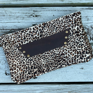 [raleigh leather] Clutch - Mini Leopard & Brown