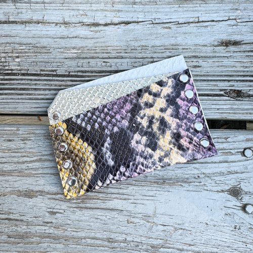 Card Wallet - Purple Snake with Silver