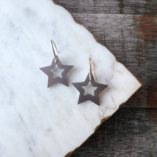 Star Drops - Gunmetal - Acrylic Earrings