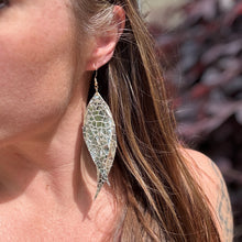 Wings of an Angel - Small - Silvery Champagne Crackle Leather Earrings