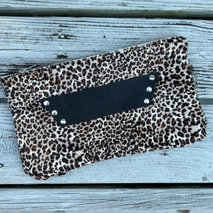 [raleigh leather] Clutch - Mini Leopard & Black