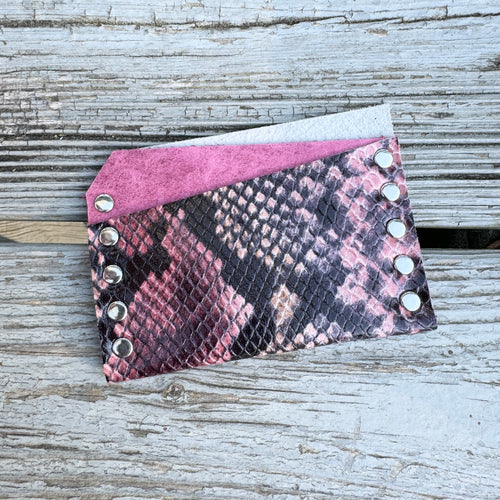 Card Wallet - Pink Snake with Pink