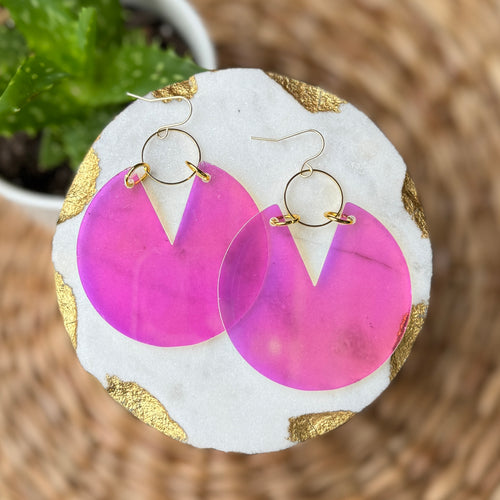 Viv - Pink Iridescent - Acrylic Earrings
