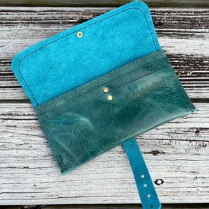 Leather Wallet - Glossy Teal