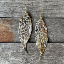 Wings of an Angel - Small - Silvery Champagne Crackle Leather Earrings