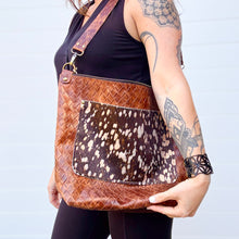 GO BIG Zippered Tote - Basketweave Brown + Rose Gold Acid Wash