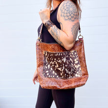 GO BIG Zippered Tote - Basketweave Brown + Rose Gold Acid Wash