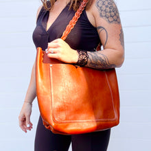 Tall Tote - Cognac with Braided Straps