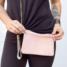 Mini Zippered Crossbody Bag - Blush + Champagne