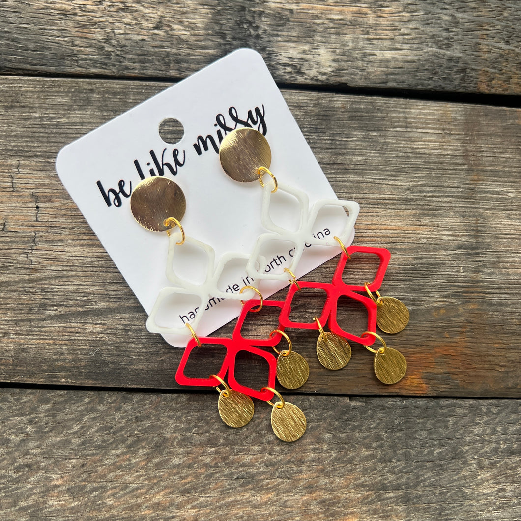 GAME DAY -  Red & White- Statement Earrings