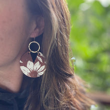 Viv - Hand Painted Floral Leather Earring - White