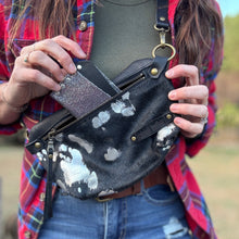 [raleigh leather] belt bag - black with silver acid wash - crossbody bag