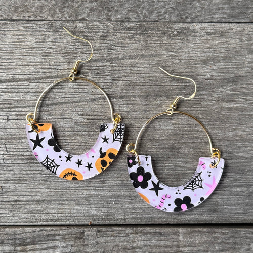 Remix Hoops - Pink Spiderwebs + Pumpkins