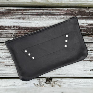 [raleigh leather] Clutch - Black + Silver