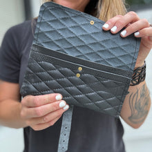 Leather Wallet - Black Diamond Stitch