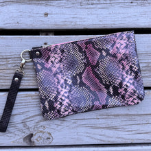Large Zippered Wristlet - Pink + Purple Snake