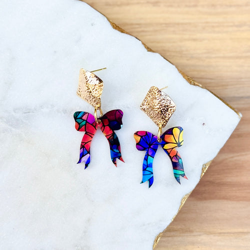 Audrey - Stained Glass - Bow Earrings