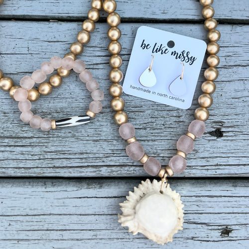 Beaded Necklace Style Box - Blush Glass + Antler Burr