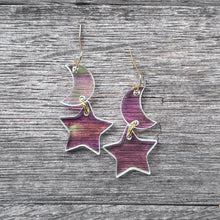Star + Moon - Iridescent Acrylic Earrings
