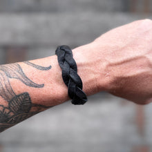 Black Leather Braided Cuff