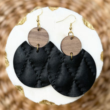 Rachael - Black Diamond Stitch - Leather Earrings