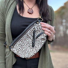 [raleigh leather] belt bag - black and white cheetah - crossbody bag