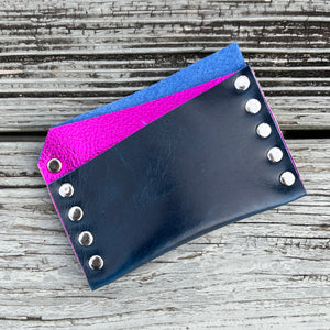 Card Wallet - Glossy Blue + Metallic Pink