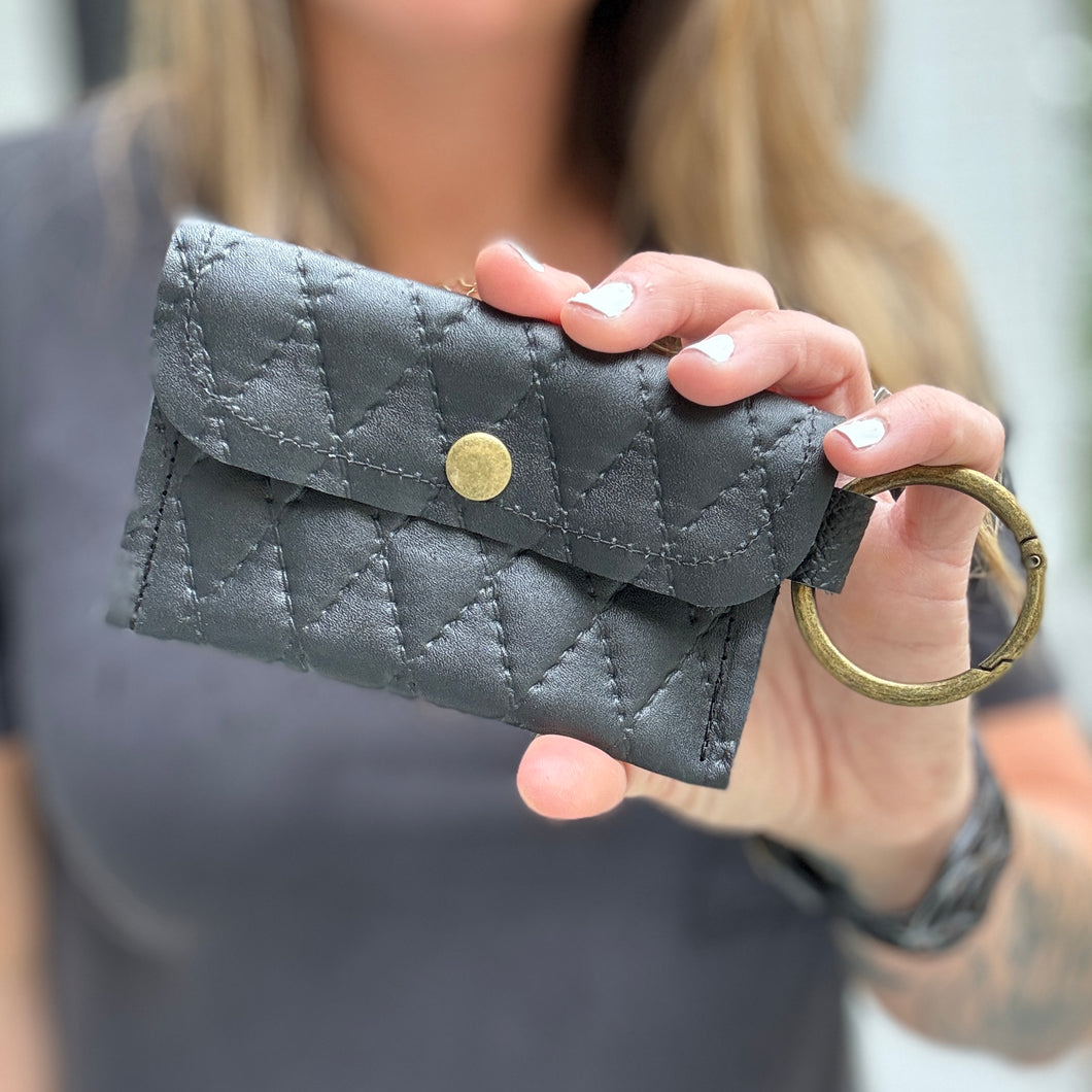 Keychain Wallet - Black Diamond Stitch