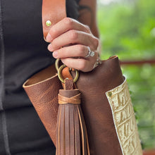 Convertible Tote - Gold Gator Embossed + Caramel