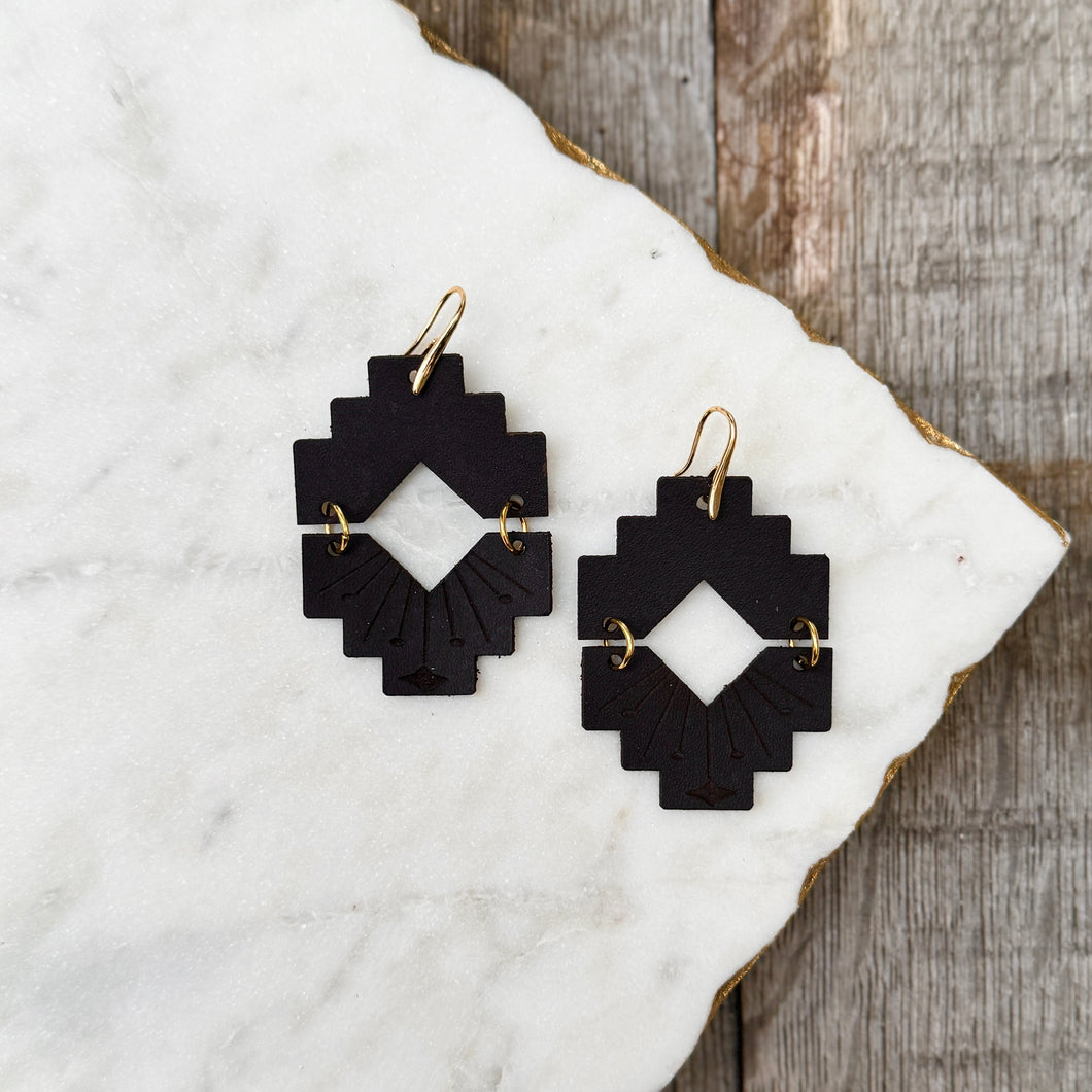 Montana - Black - Leather Earrings