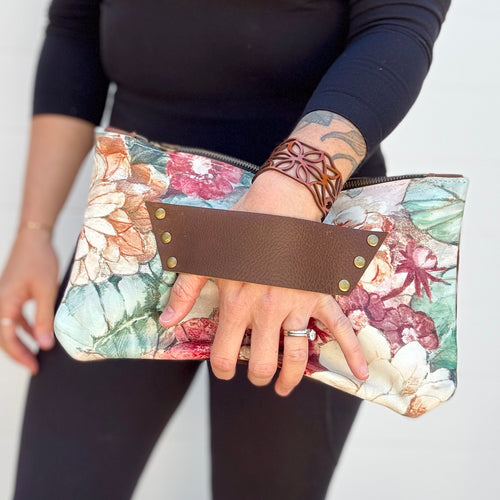 [raleigh leather] Clutch - Watercolor Floral
