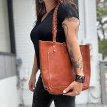 Tall Tote - Cognac with Braided Straps