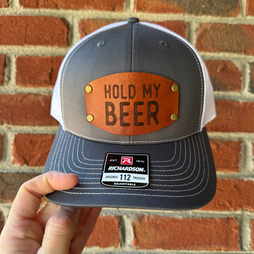 Hold My Beer leather patch hats