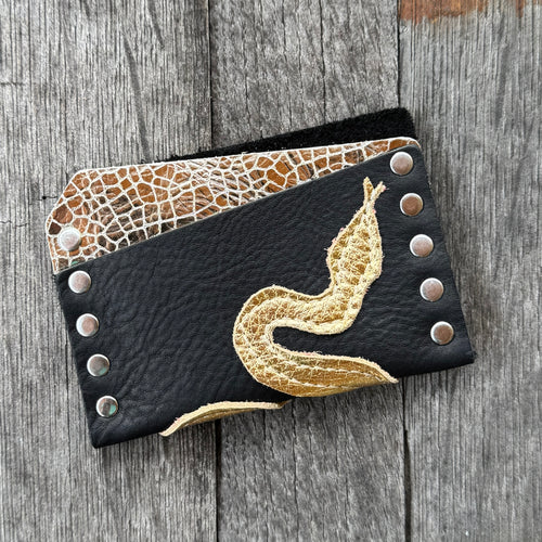 Card Wallet - Black + Gold Snake