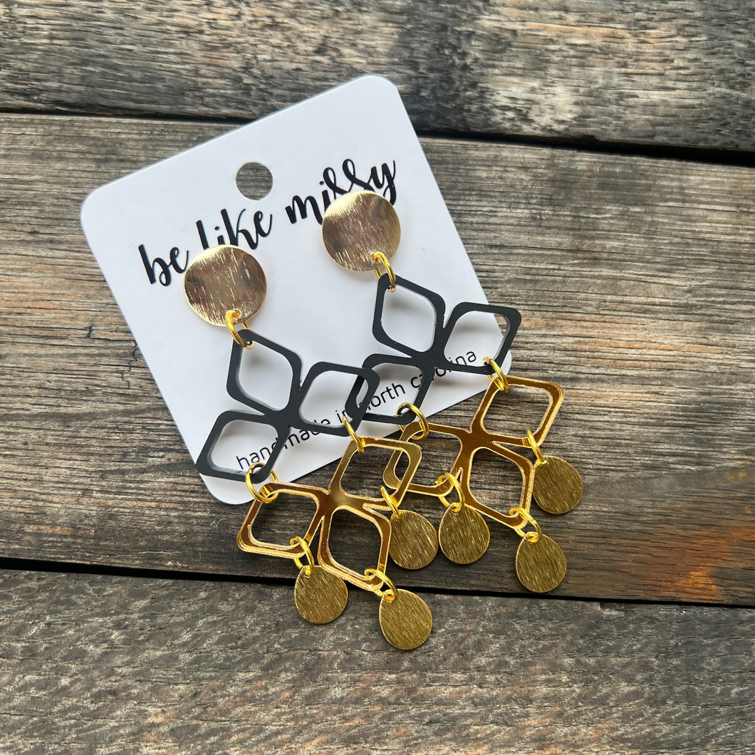 GAME DAY -  Black & Gold - Statement Earrings