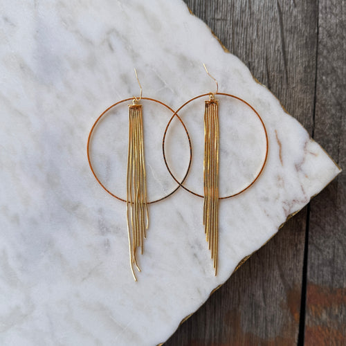 Hammered Fringe Gold Hoops