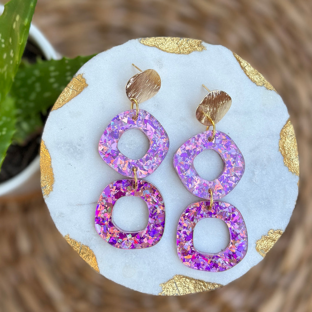 Boulder Drops - Jasmine Glitter - Acrylic Earrings
