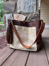 Convertible Tote - Gold Gator Embossed + Caramel