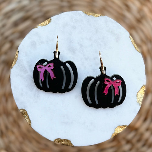 Matte Black Pumpkin Drops with pink