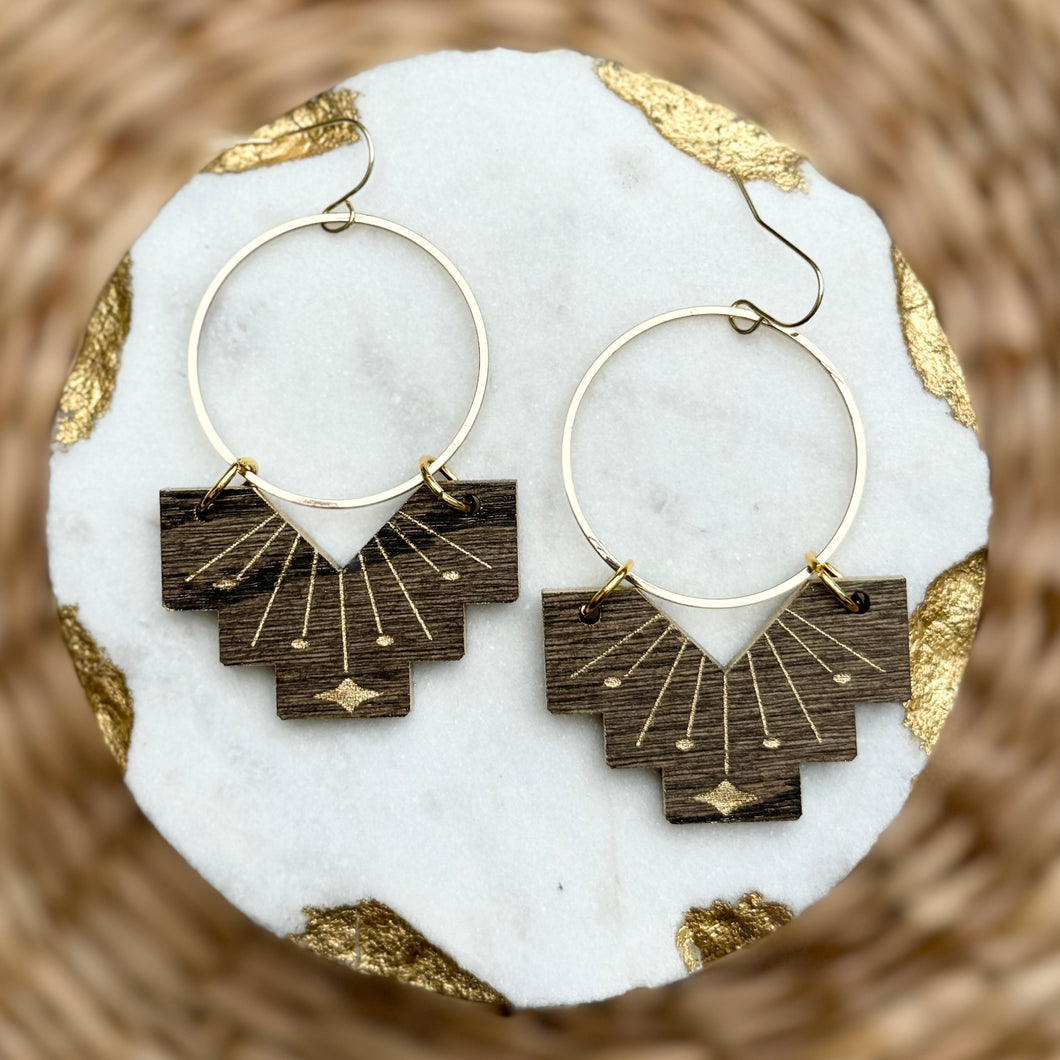 Stella - Dark Walnut - Wood Earrings