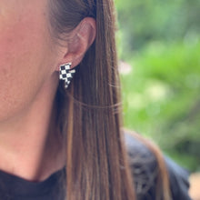 Lightning Bolt Studs - Black and White Checkered