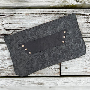 [raleigh leather] Clutch - BLACK EMBOSSED