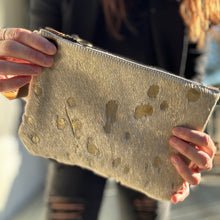 Large Zippered Wristlet - Gold Acid Wash + Caramel Kodiak