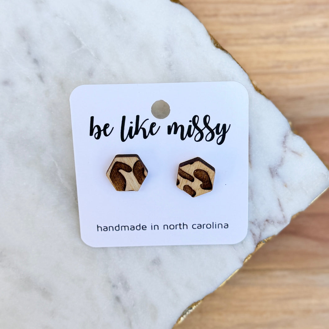 Hex Studs - Leopard Print